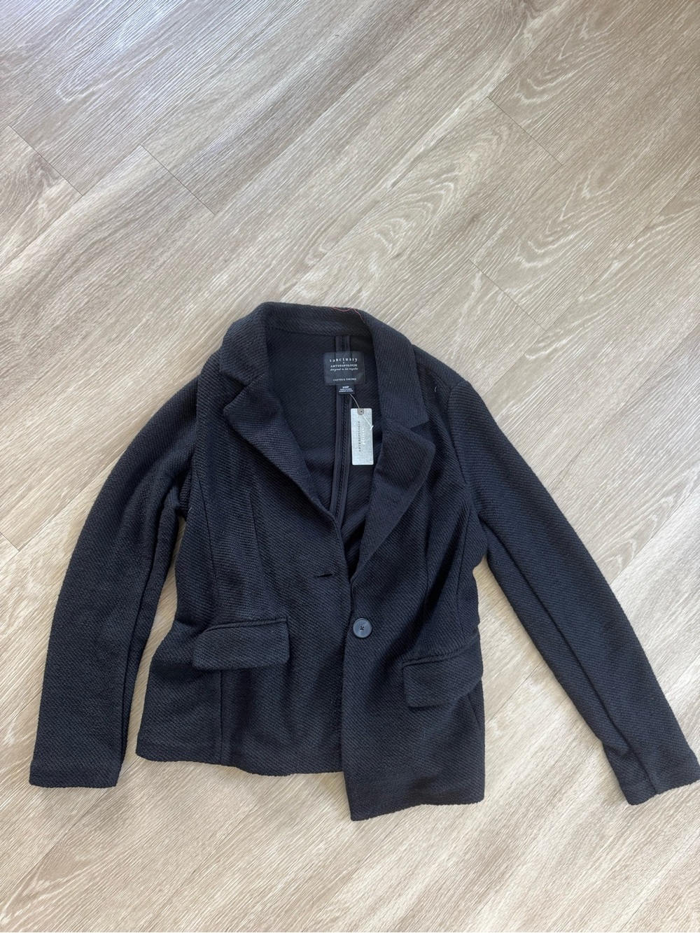 Sanctuary x Anthropologie Black Textured Knit Blazer Jacket